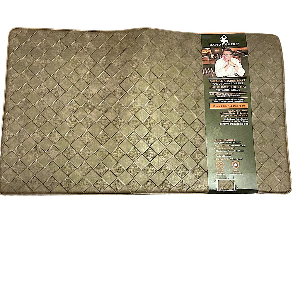 David Burke Brown Basketweave Anti-Fatigue Cushion Kitchen Mat 18 x 30”